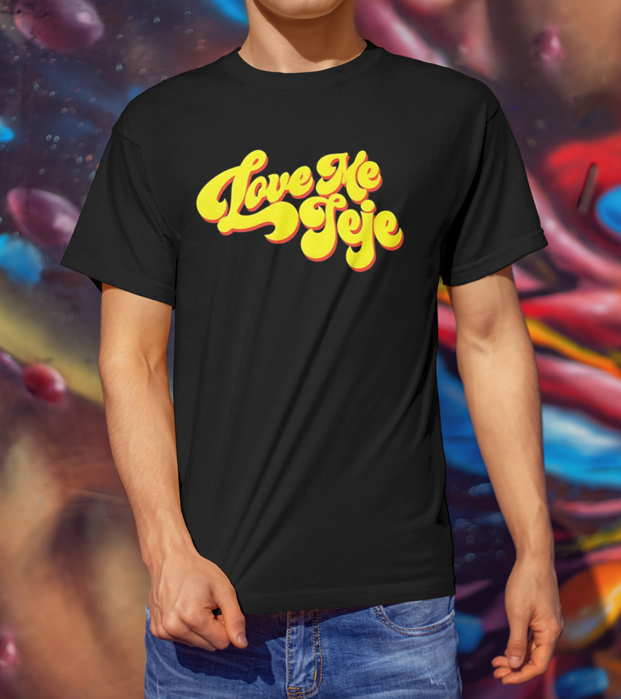 Love Me Jeje Retro Style Text Yellow And Red Groovy Font T-Shirt