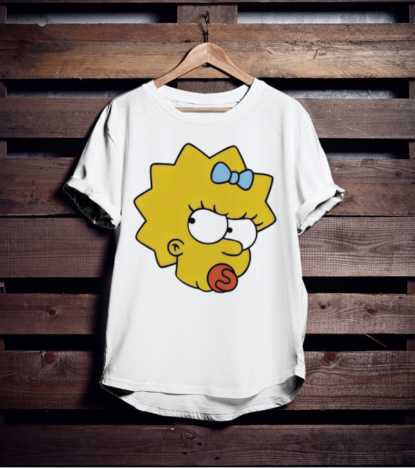 Manicita The Simpsons Maggie Angry Face With Pacifier And Bow T-Shirt