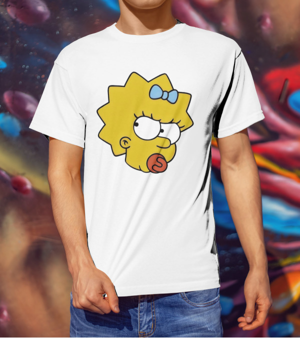 Manicita The Simpsons Maggie Angry Face With Pacifier And Bow T-Shirt