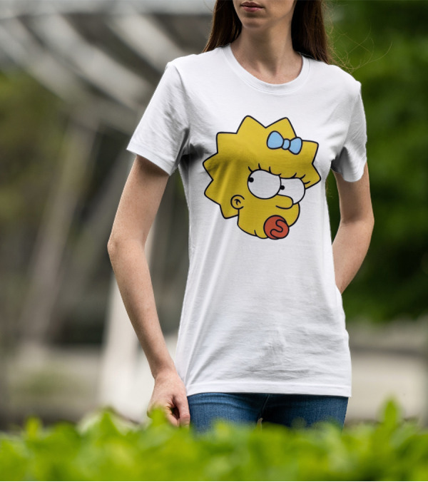 Manicita The Simpsons Maggie Angry Face With Pacifier And Bow T-Shirt