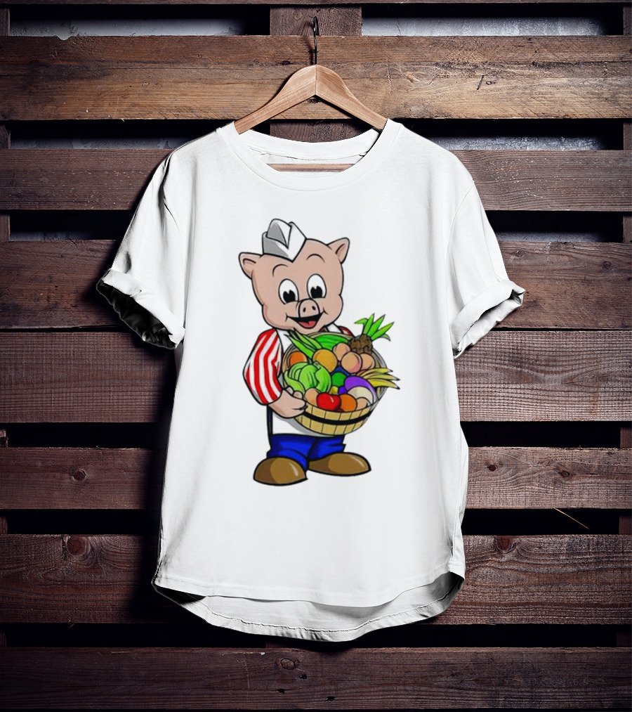 Piggly Wiggly Palmetto Pig With Basket Of Fresh Vegetables T-Shirt