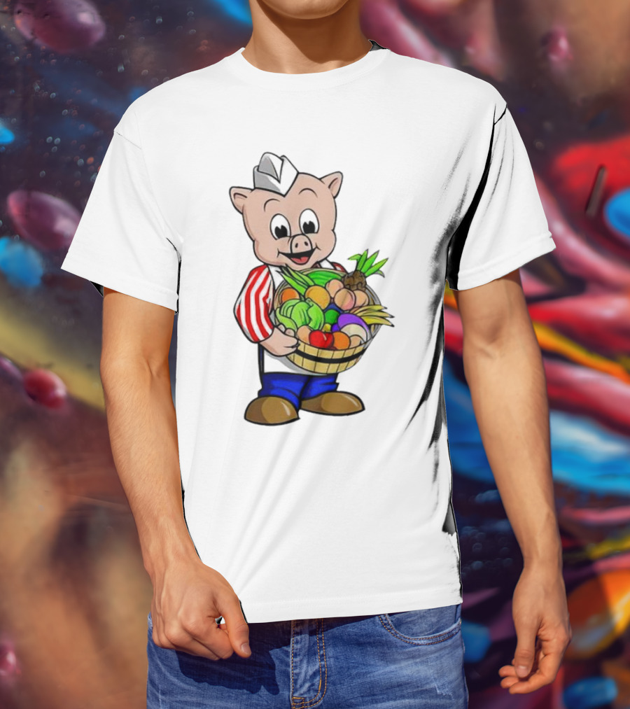 Piggly Wiggly Palmetto Pig With Basket Of Fresh Vegetables T-Shirt