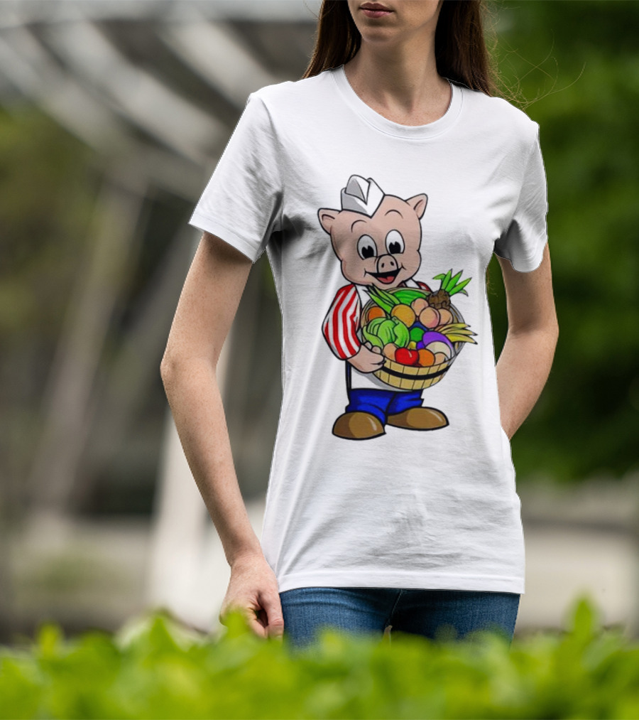 Piggly Wiggly Palmetto Pig With Basket Of Fresh Vegetables T-Shirt
