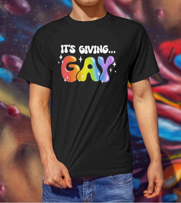 It's Giving Gay Pride Rainbow Sparkles T-Shirt