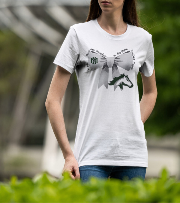 Bowtie Kennesaw Mountain Mustangs K-M Go Big Green Mustang Nation T-Shirt
