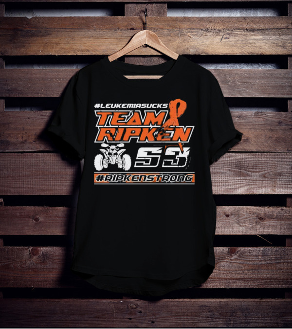 LeukemiaSucks Team Ripken 53 #RipkenStrong Orange Ribbon Quad Bike T-Shirt