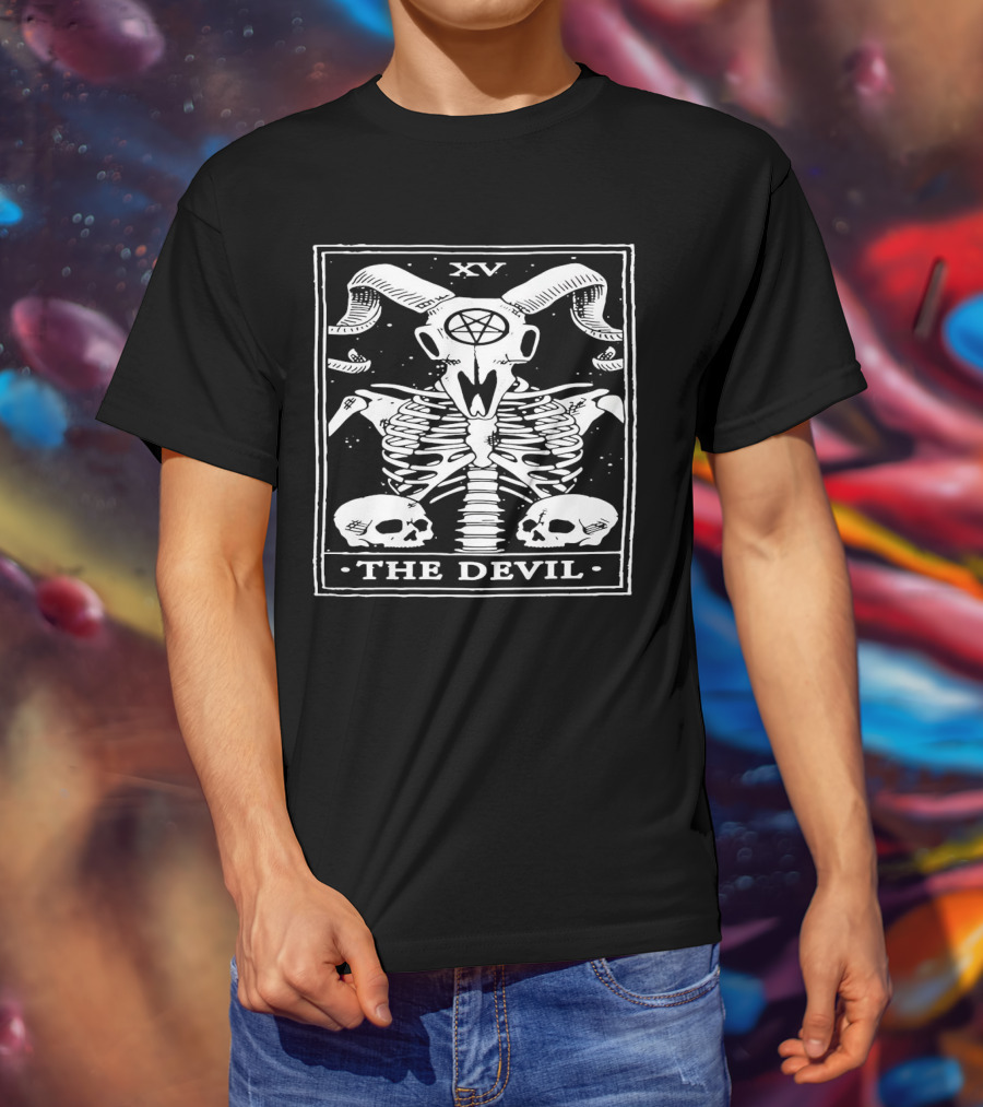 XV The Devil Skeleton Skull Tarot T-Shirt
