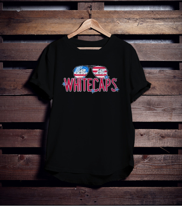 Whitecaps Sunglasses American Flag Stars T-Shirt