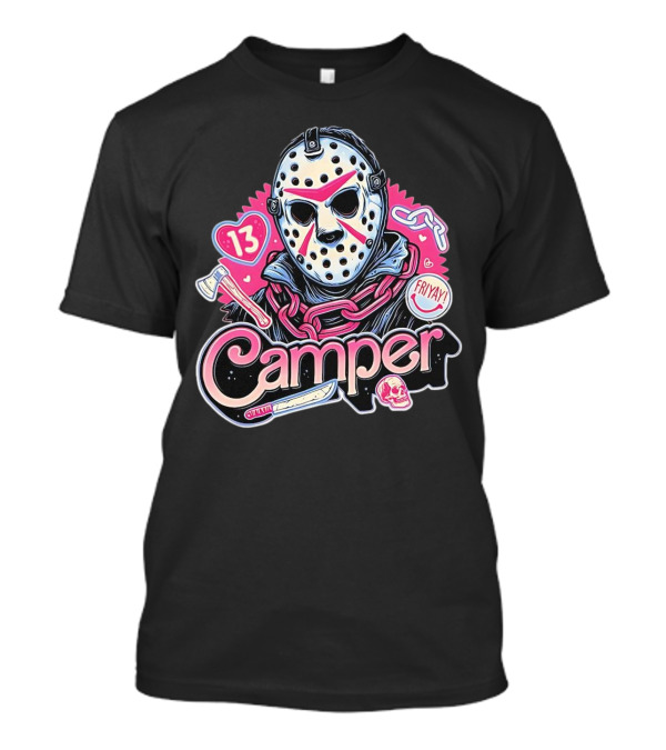 Camper 13 Jason Voorhees Mask And Chains With Ax And Knife Friyay Hearts T-Shirt