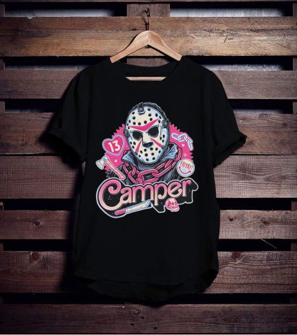 Camper 13 Jason Voorhees Mask And Chains With Ax And Knife Friyay Hearts T-Shirt
