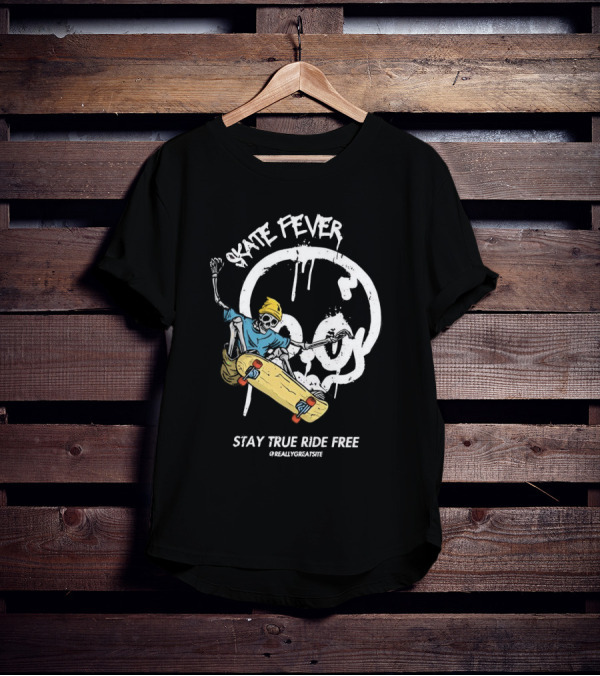 Skate Fever Skeleton Stay True Ride Free T-Shirt