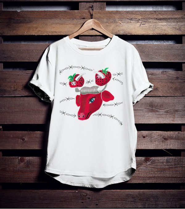 Strawberry Bull Barbed Horns T-Shirt