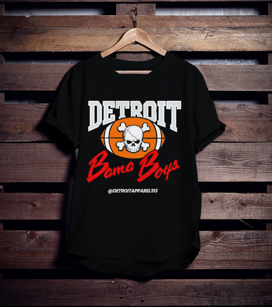 Detroit Bama Boys Skull Football @DetroitApparel313 T-Shirt
