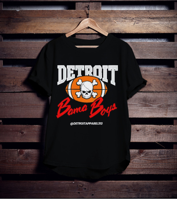 Detroit Bama Boys Skull Football @DetroitApparel313 T-Shirt