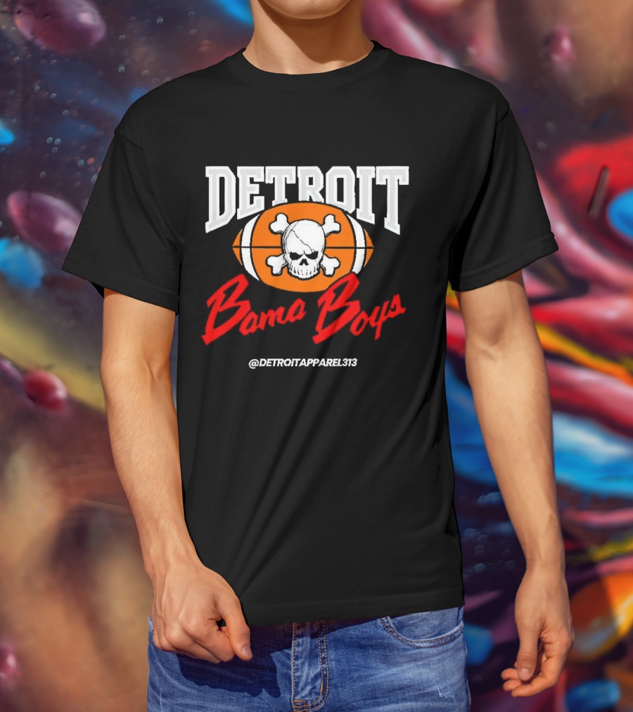 Detroit Bama Boys Skull Football @DetroitApparel313 T-Shirt