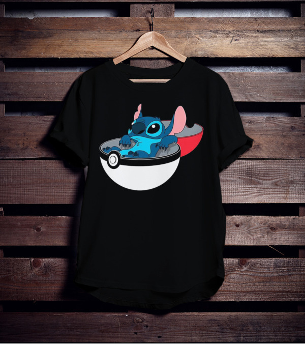 The Stitch Relaxing In Poké Ball Fusion Concept T-Shirt