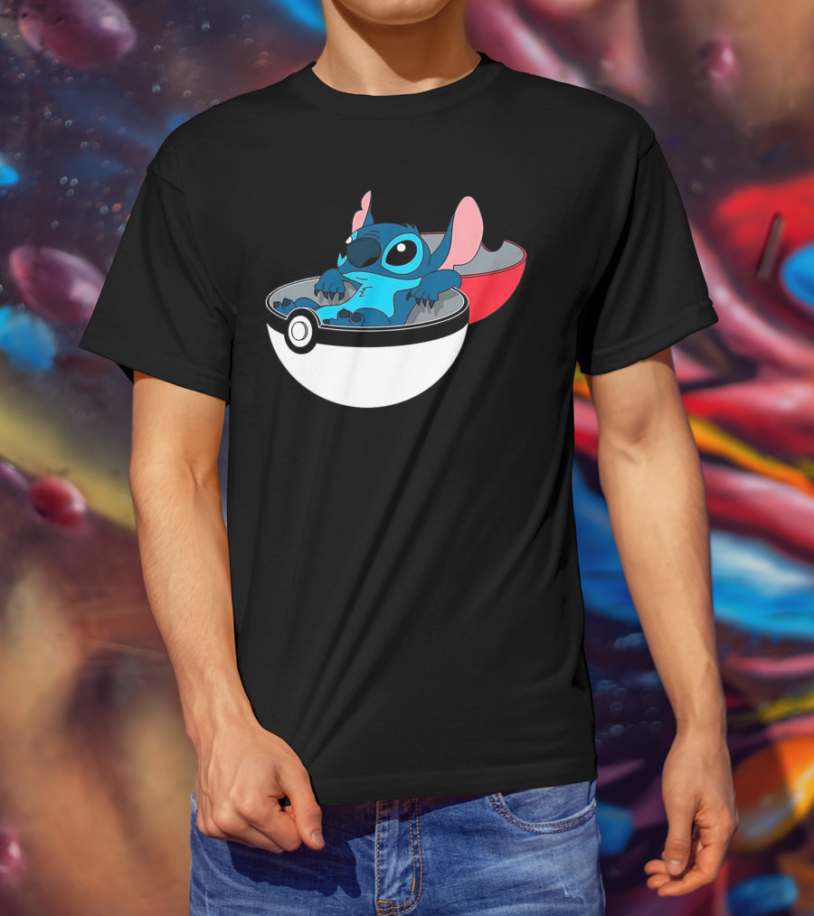The Stitch Relaxing In Poké Ball Fusion Concept T-Shirt