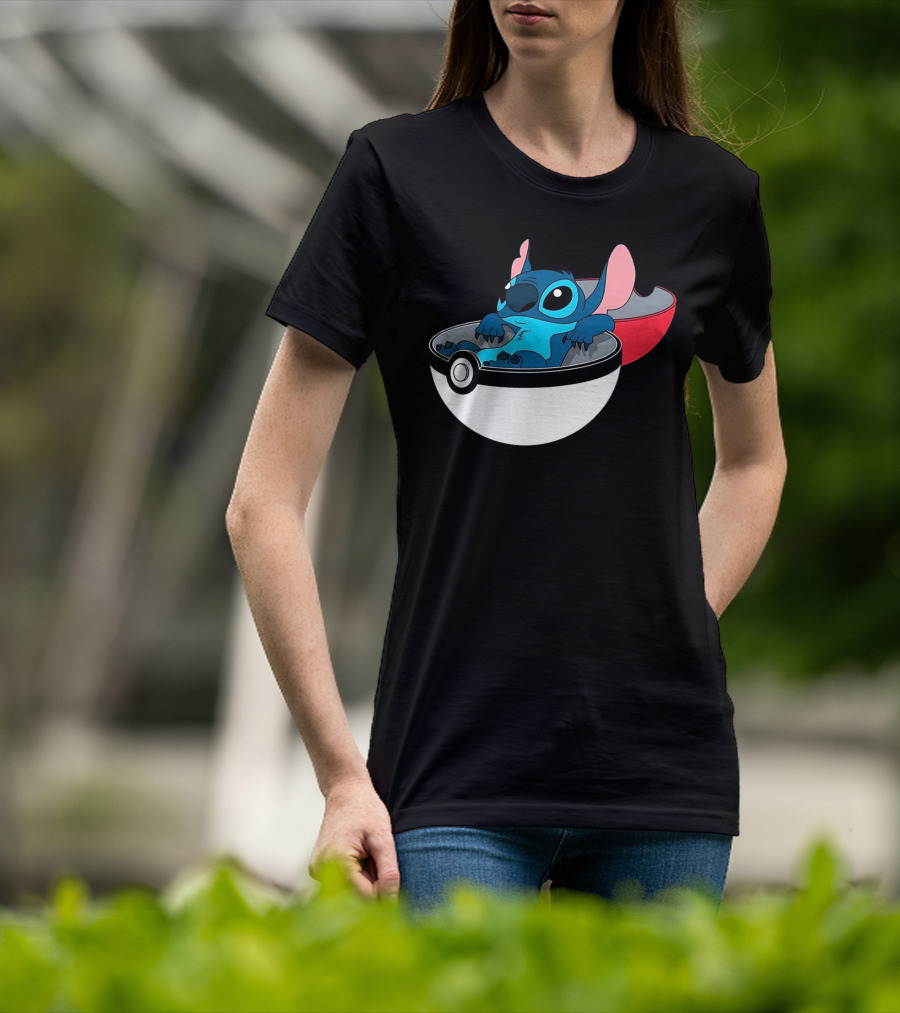 The Stitch Relaxing In Poké Ball Fusion Concept T-Shirt