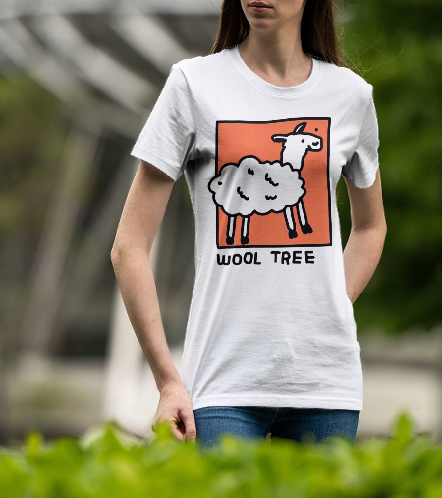 Wool Tree Black Sheep Illustration On Orange Background T-Shirt