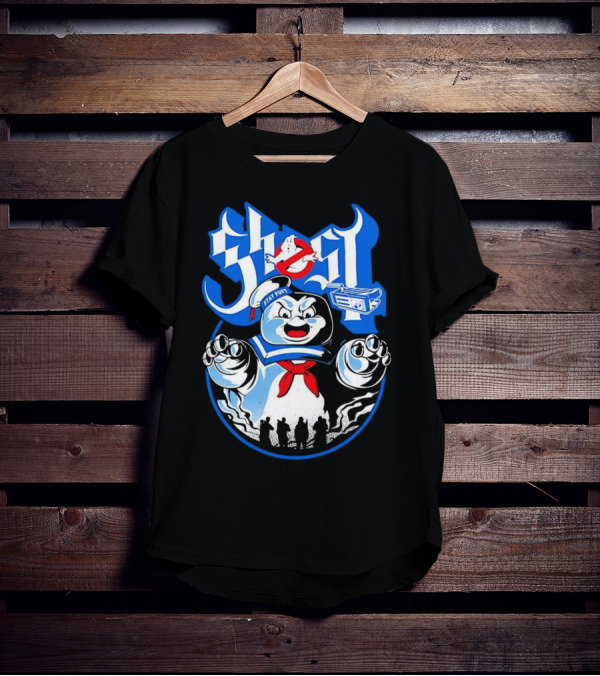 Stay Puft Marshmallow Man Ghostbusters Inspired With Ghostbusters Logo T-Shirt