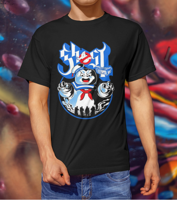 Stay Puft Marshmallow Man Ghostbusters Inspired With Ghostbusters Logo T-Shirt