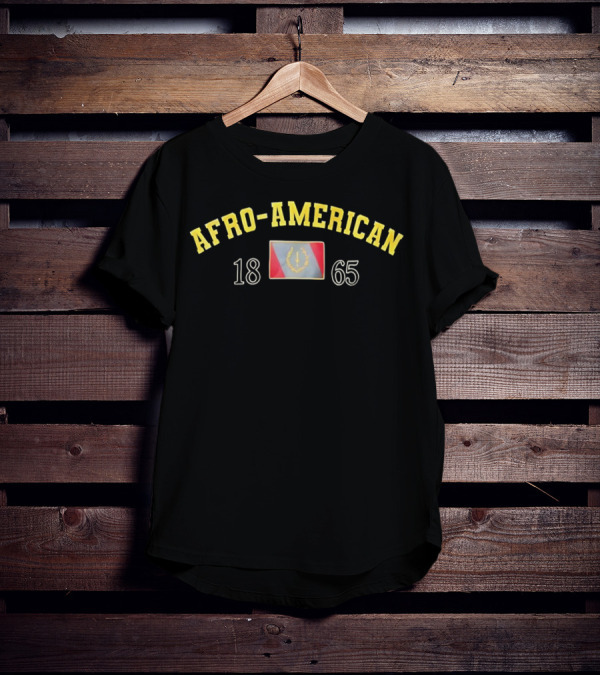 Afro American Heritage 1865 Emblem With Vintage Flag T-Shirt