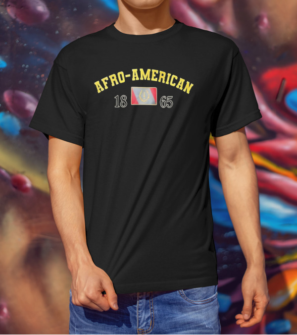 Afro American Heritage 1865 Emblem With Vintage Flag T-Shirt