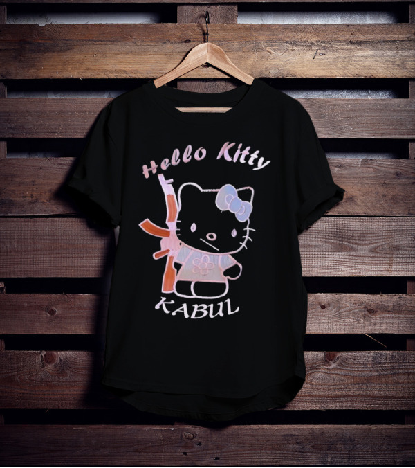 Hello Kitty Kabul Playful Twist On Iconic Character With Rifle T-Shirt