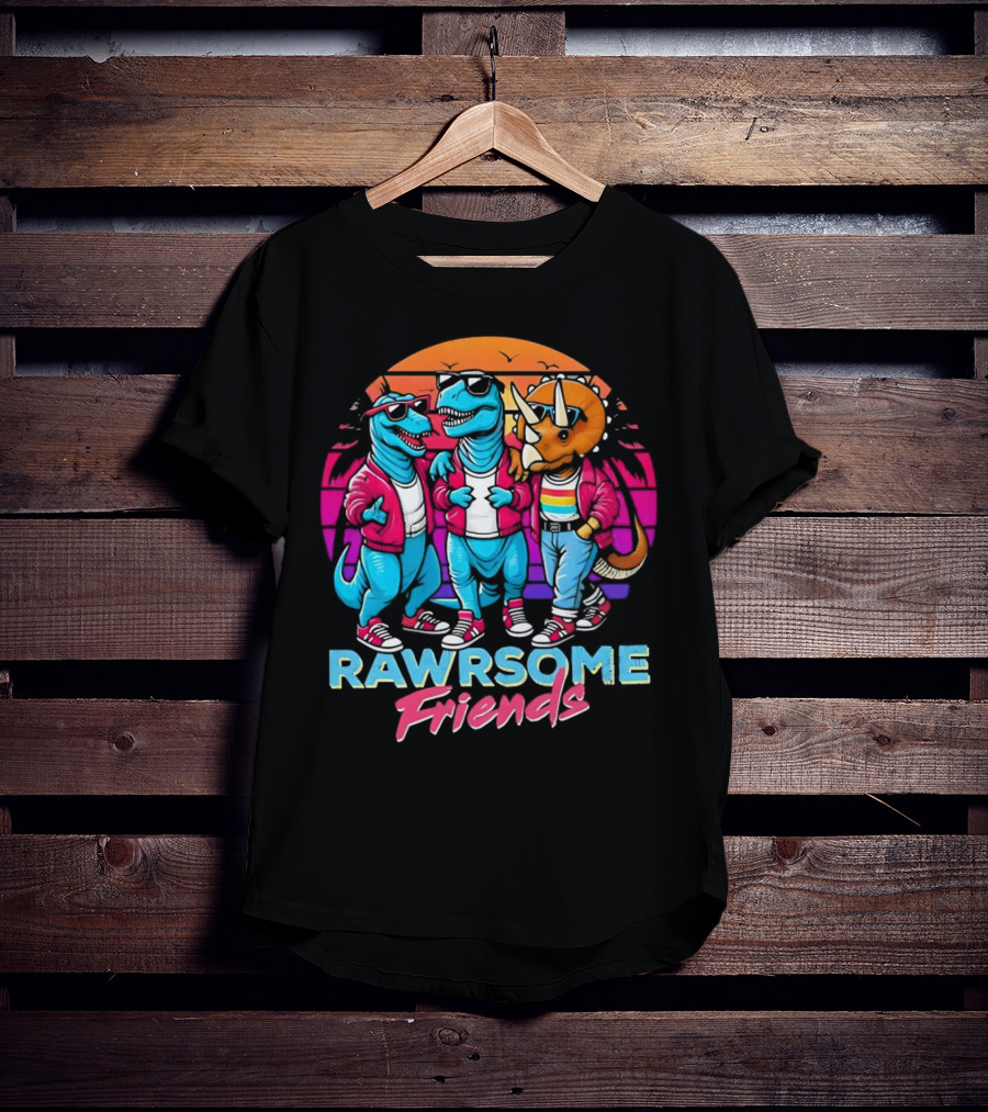 Rawrsome Friends Juna Duncan Retro Dinosaur Crew T-Shirt