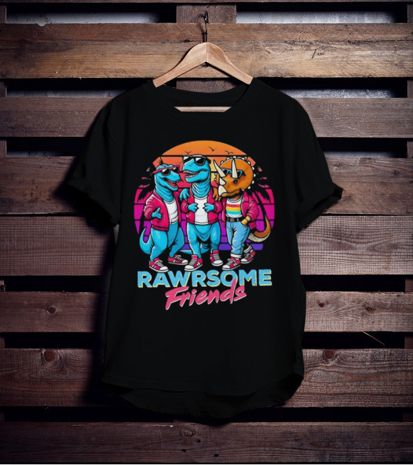Rawrsome Friends Juna Duncan Retro Dinosaur Crew T-Shirt