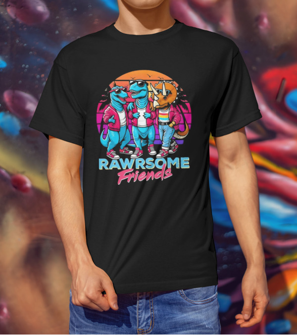 Rawrsome Friends Juna Duncan Retro Dinosaur Crew T-Shirt