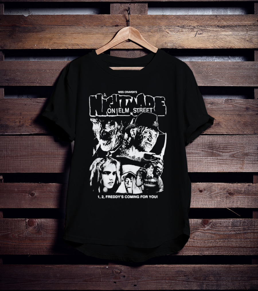 Wes Craven's A Nightmare On Elm Street 1, 2, Freddy's Coming For You T-Shirt