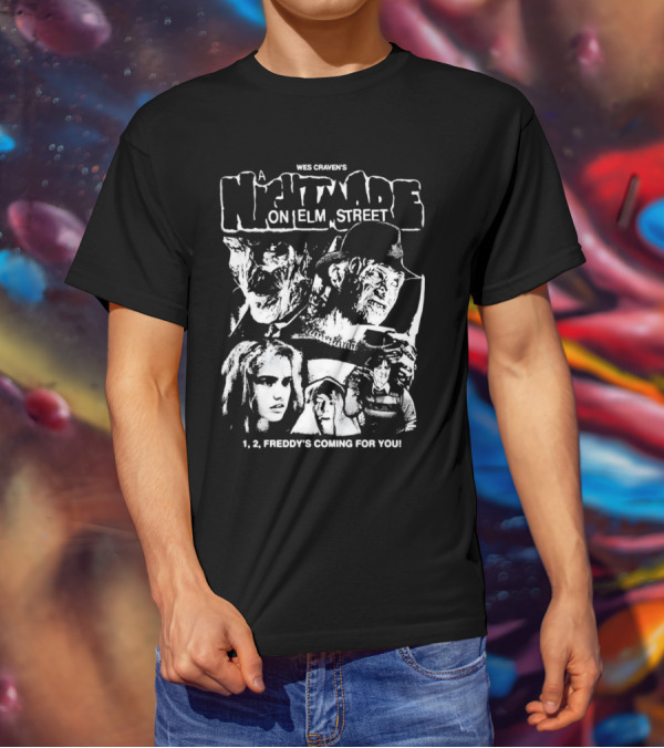 Wes Craven's A Nightmare On Elm Street 1, 2, Freddy's Coming For You T-Shirt