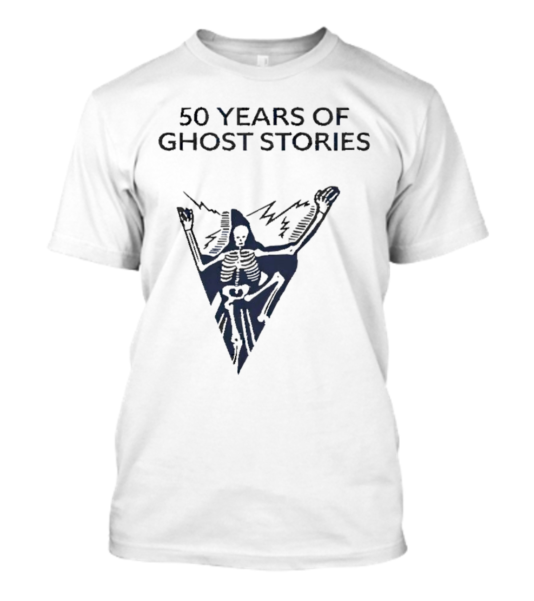 50 Years Of Ghost Stories Skeleton With Lightning Bolt T-Shirt