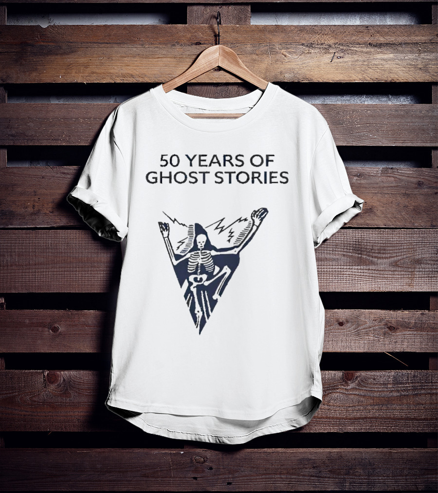 50 Years Of Ghost Stories Skeleton With Lightning Bolt T-Shirt