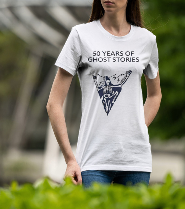 50 Years Of Ghost Stories Skeleton With Lightning Bolt T-Shirt