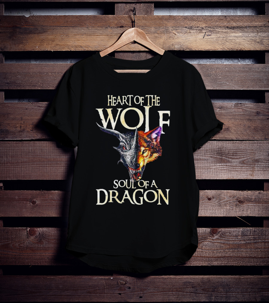 Heart Of The Wolf Soul Of A Dragon Wolf-Dragon Hybrid Duality T-Shirt
