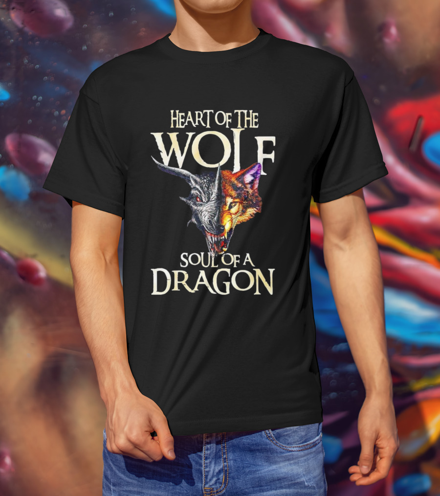 Heart Of The Wolf Soul Of A Dragon Wolf-Dragon Hybrid Duality T-Shirt