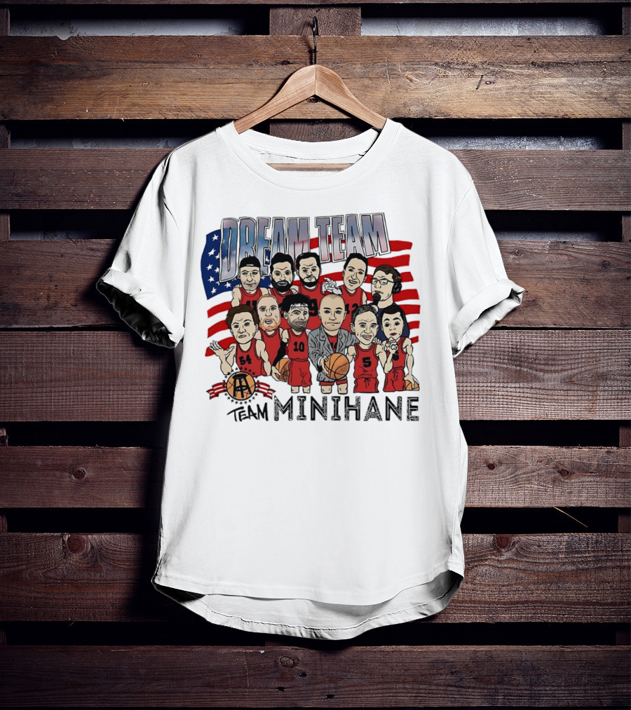 Dream Team Minihane Basketball USA Flag Characters T-Shirt