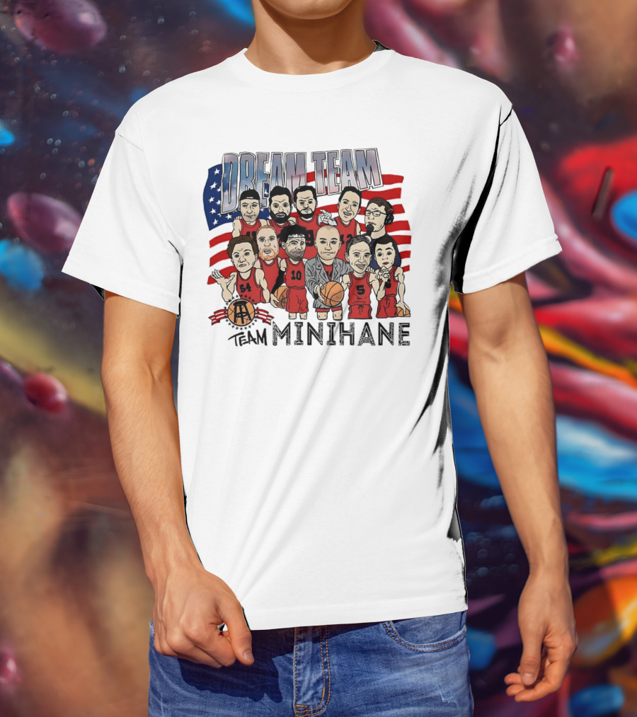 Dream Team Minihane Basketball USA Flag Characters T-Shirt