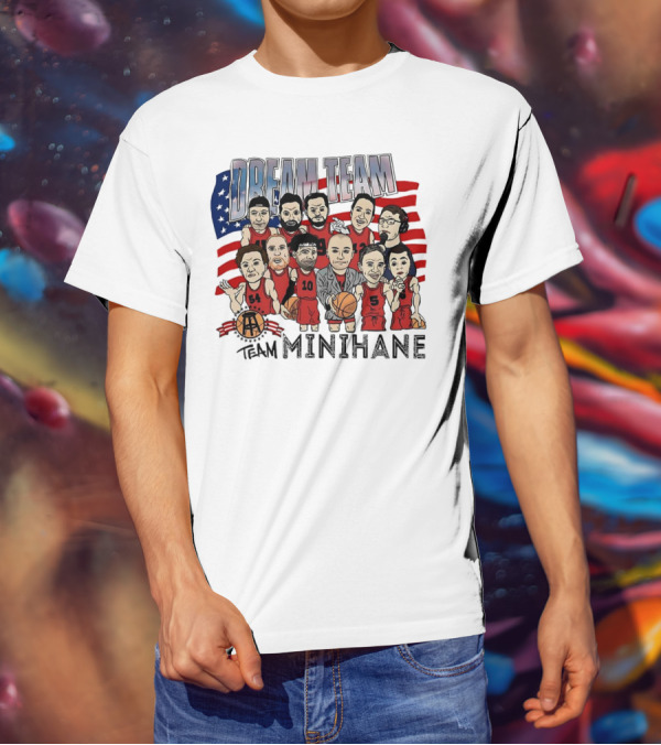 Dream Team Minihane Basketball USA Flag Characters T-Shirt