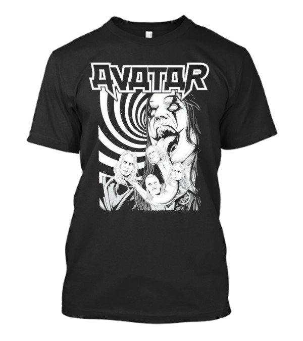 Avatar Band Graphic With Swirling Tongue Faces T-Shirt