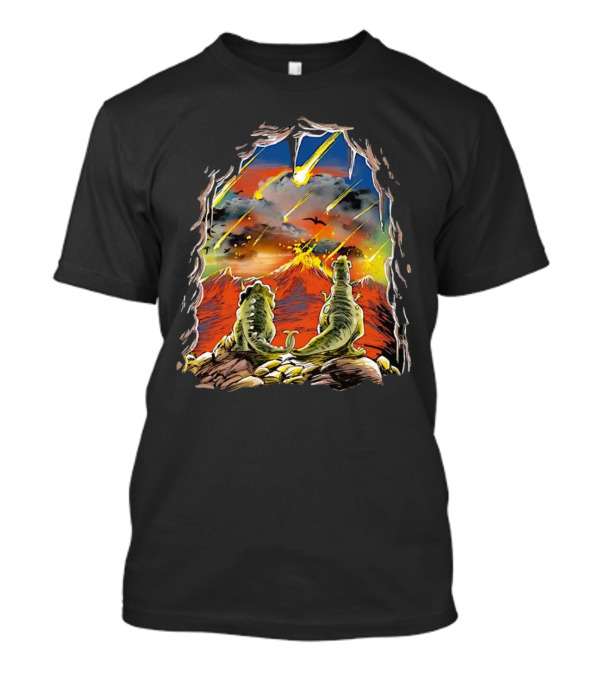 Dinosaur Project Extinction Meteor Apocalypse Volcanic Eruption Scene T-Shirt