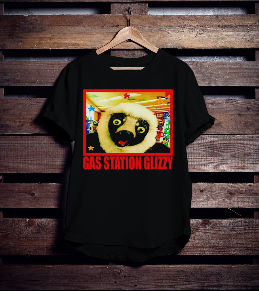 Gas Station Glizzy Funny Lemur Cartoon Inside Store T-Shirt