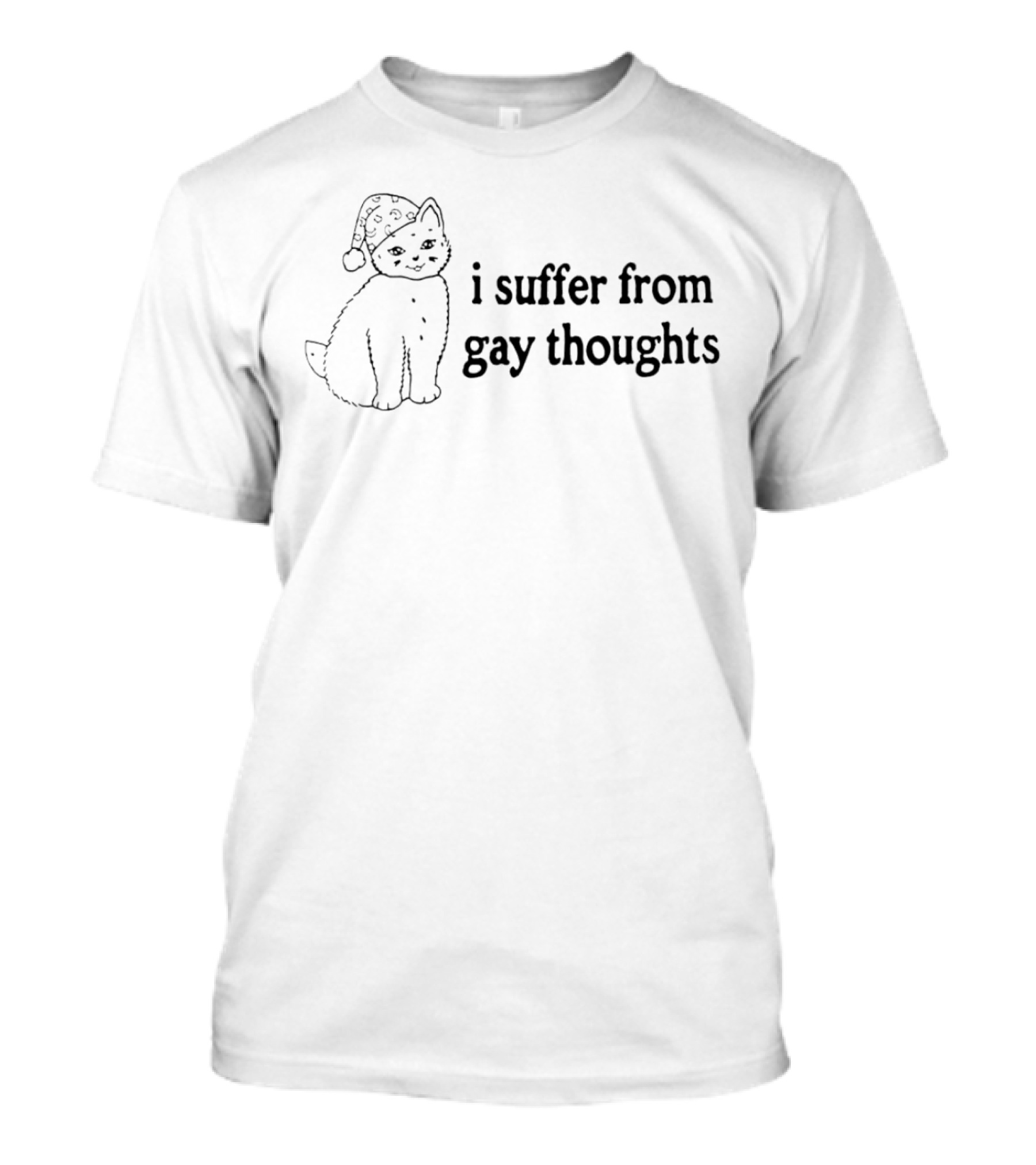 I Suffer From Gay Thoughts Cat Wearing Santa Hat T-Shirt