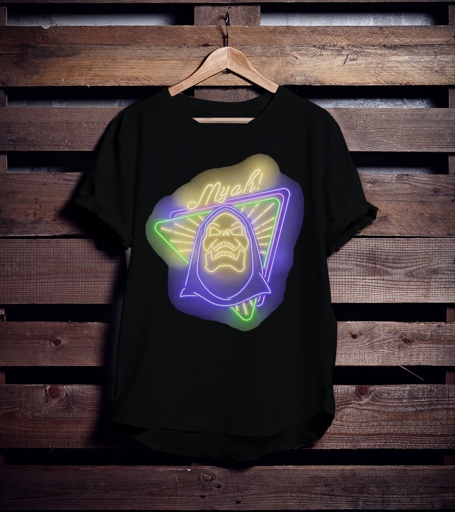 Skeletor Neon Myah Retro 80s Glowing Triangle T-Shirt