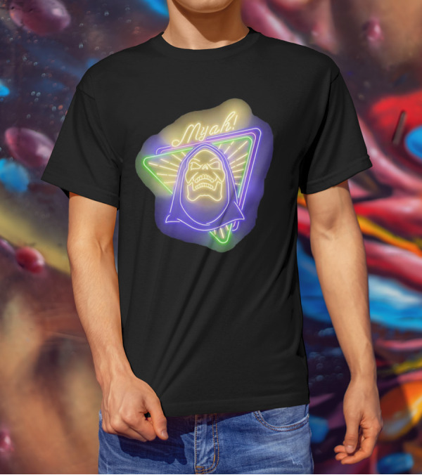 Skeletor Neon Myah Retro 80s Glowing Triangle T-Shirt