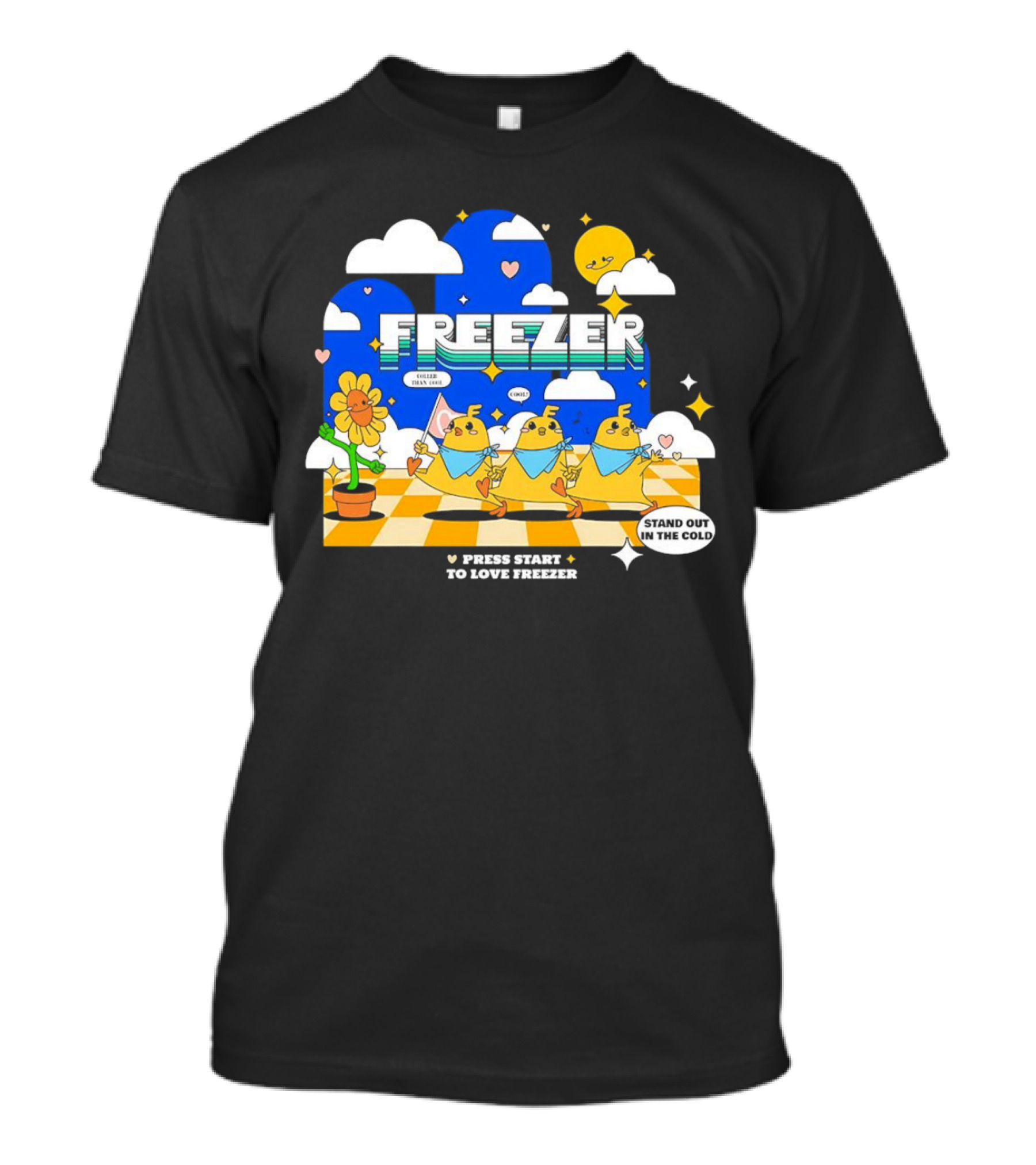 Press Start To Love Freezer Stand Out In The Cold 본체의 차가운 감성 T-Shirt