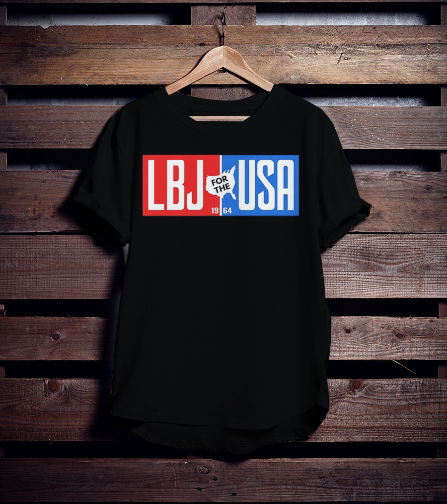 LBJ For The USA 1964 Vintage Political Campaign Red White Blue USA Map T-Shirt