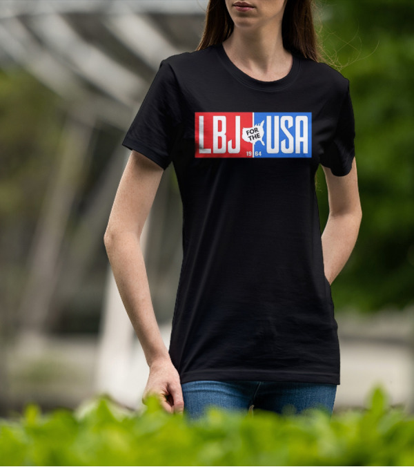 LBJ For The USA 1964 Vintage Political Campaign Red White Blue USA Map T-Shirt